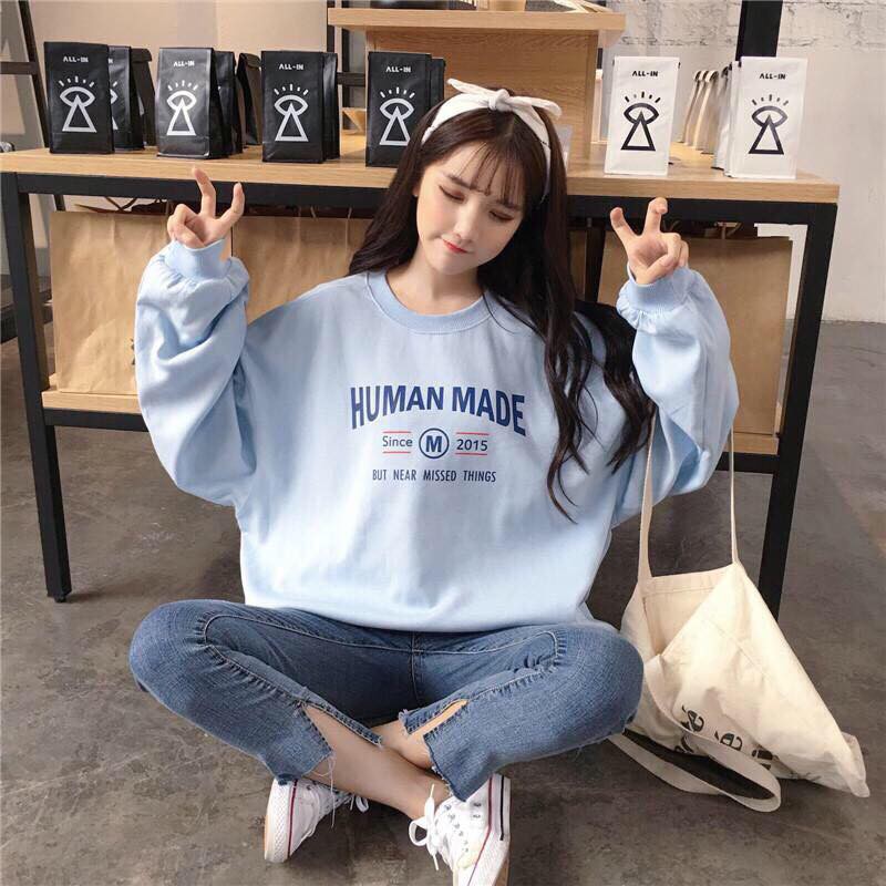 Áo nỉ dài tay sweater HUMAN MADE Nam Nữ Form áo rộng rãi từ 40-75kg Oversize UNISEX | BigBuy360 - bigbuy360.vn