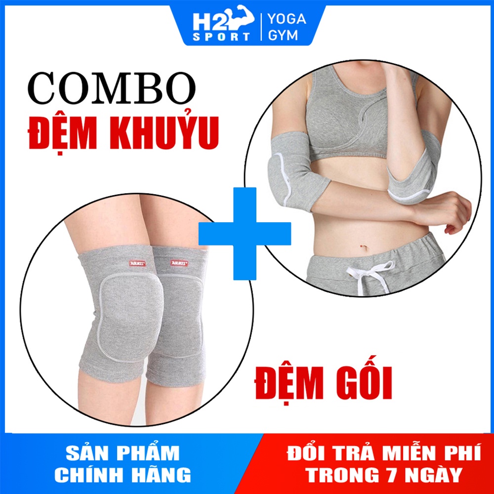 [Combo] Xỏ Khuỷu tay và Đầu gối có miếng đệm bảo vệ - Hỗ trợ tập Yoga, Gym, chơi thể thao