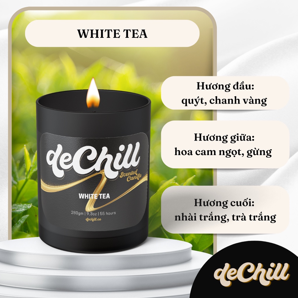 Nến thơm hũ đen nắp gỗ Vintage Dechill BAY CONCEPT  tinh dầu tự nhiên cao cấp an toàn thư giãn khử mùi
