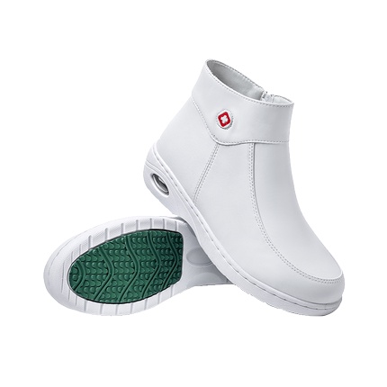 Giày y tá mùa đông cổ cao lót nhung đi trong bệnh viện chống trượt- boot cotton trắng ấm áp