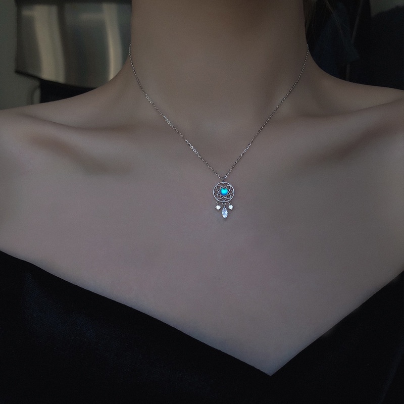 Vòng cổ Mặt Đá Mặt Trăng Tua Rua Thanh Lịch Sáng Tạo Dành Cho Nữ