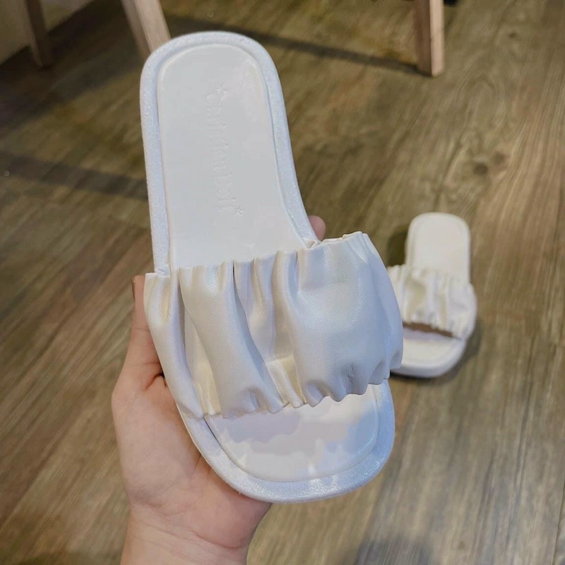 SORAMI.SHOES-Dép quai ngang nhún nữ tính thời trang