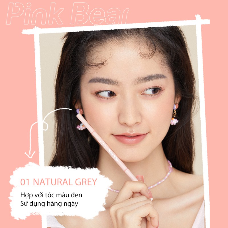 Chì kẻ chân mày Pink Bear tự nhiên và mịn mượt với vỏ hồng khéo léo 10g | BigBuy360 - bigbuy360.vn
