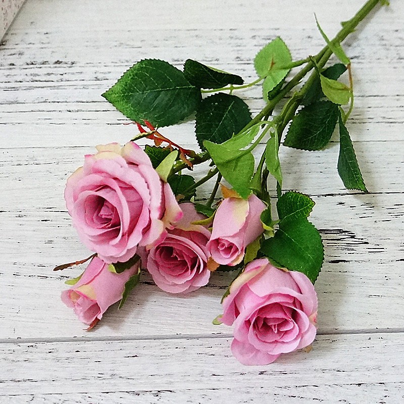 Hoa hồng giả dài 53cm trang trí tiệc cưới Rose Bouquet Bó hoa hồng