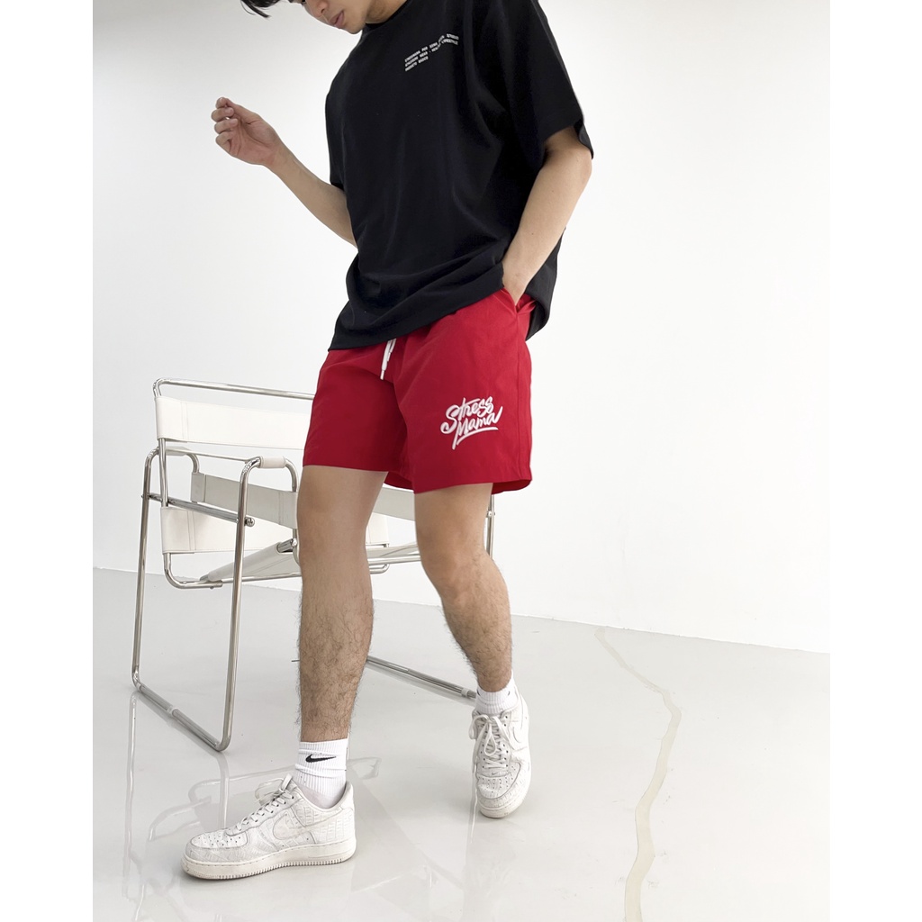 Stressmama Quần shorts SSMA Nylon Short Màu Đỏ chất liệu 100% thoáng mát Polyester, form ống rộng, thoải mái Local Brand