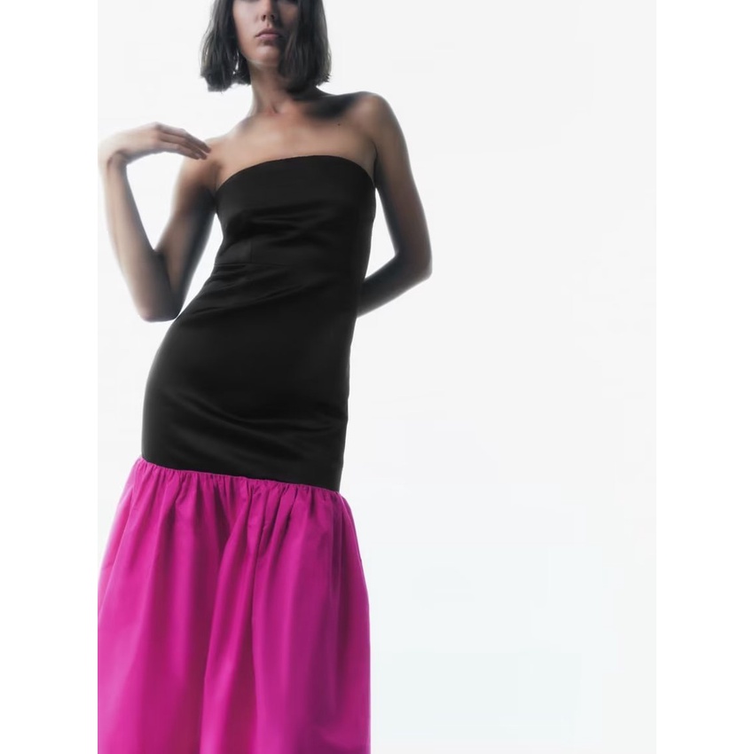 Đầm Dài Hở Vai Hóa Trang Phong Cách Pháp ZARA Dành Cho Nữ 0387184