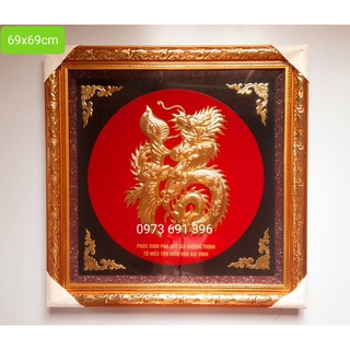 Tranh chữ Đồng nguyên chất PHÚC LỘC THỌ TÂM kích thước 69x69cm