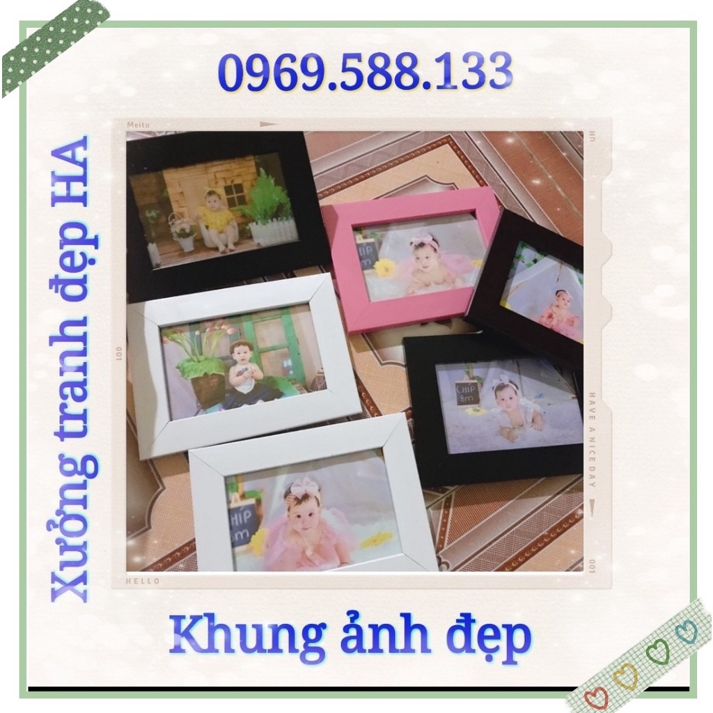 Khung để bàn cạnh nhỏ xinh xắn cỡ 10x15cm.(mặt khung bằng mica)