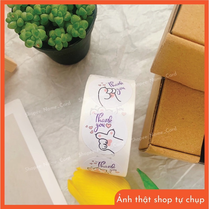 Cuộn 500 sticker thank you, miếng dán cảm ơn khách hàng đường kính 2.5 cm có sẵn tại shop