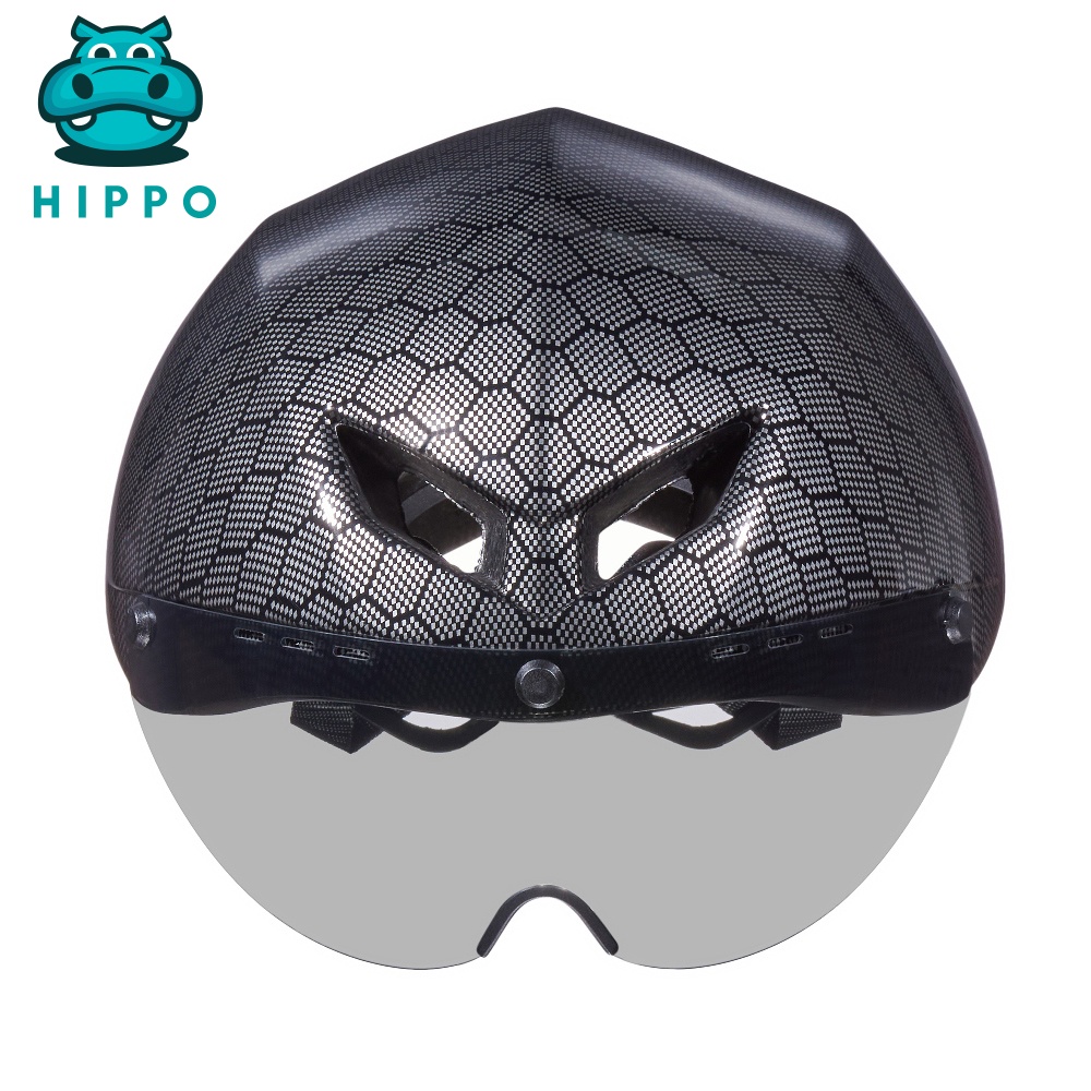 Mũ bảo hiểm xe đạp thể thao Poc Falcon siêu nhẹ chính hãng màu đen carbon bóng - HIPPO HELMET