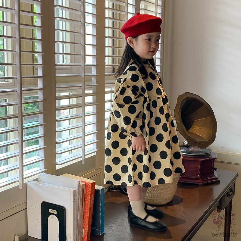 Đầm DàI Tay ChấM Bi Cho Bé GáI