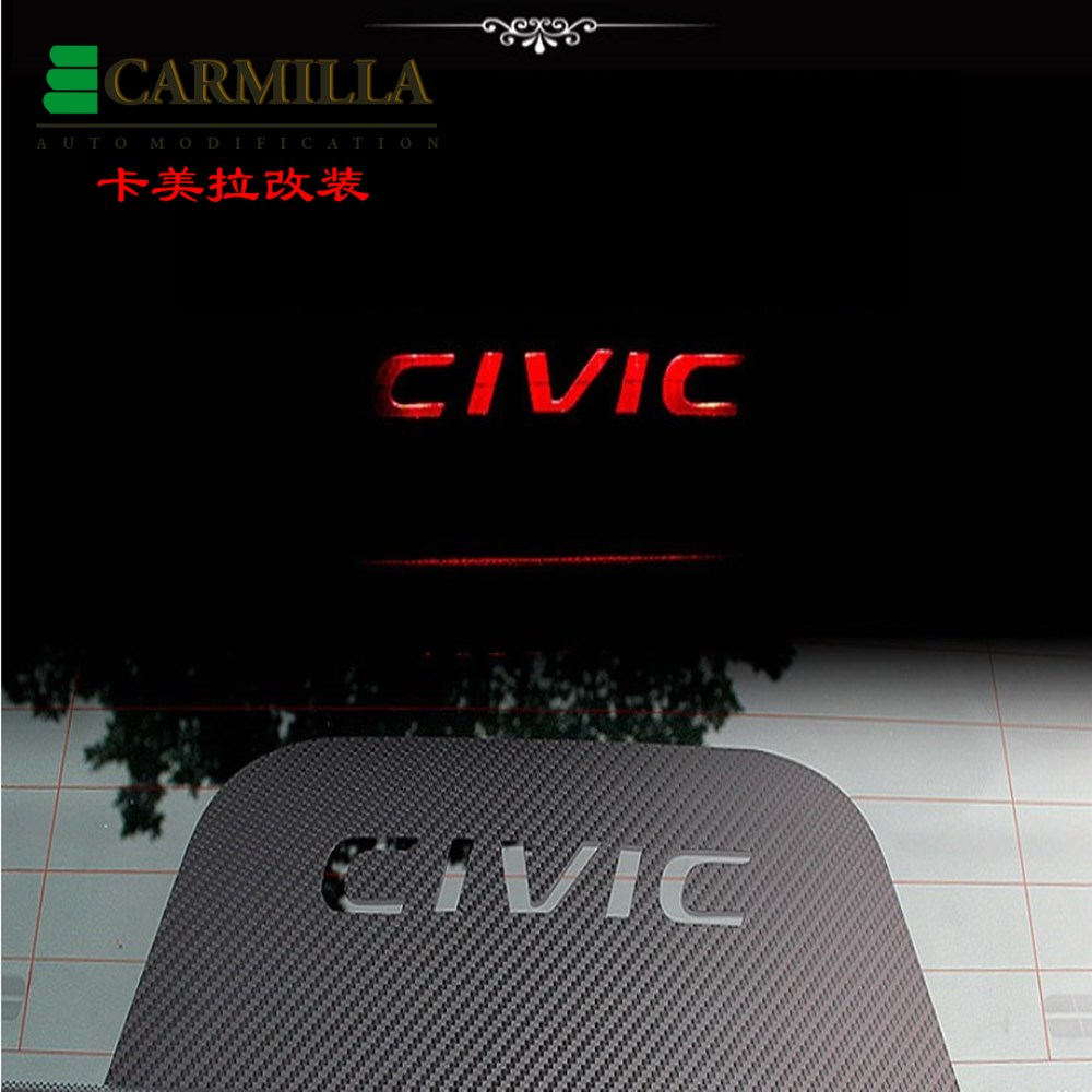 Miếng Dán Đề Can Trang Trí Đèn Phanh Xe Hơi Họa Tiết Sợi Carbon Màu Đen Sang Trọng Cho Honda civic