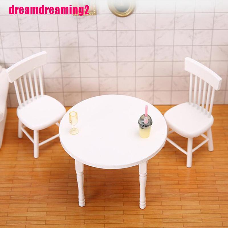 Mô Hình Ghế Gỗ Màu Trắng Tỉ Lệ 1 / 12 Trang Trí Nhà Búp Bê