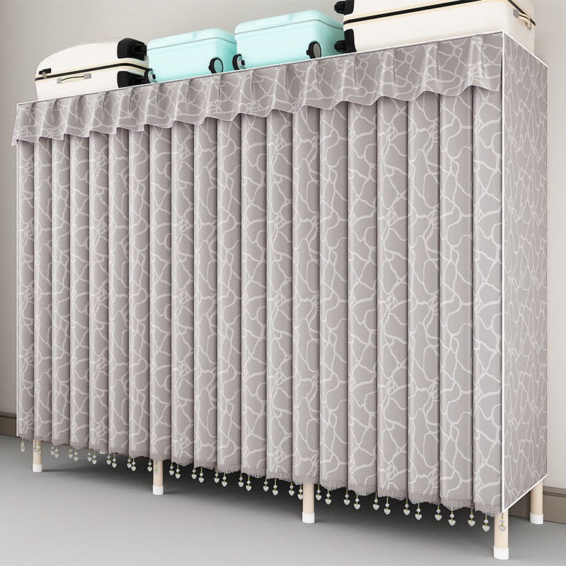 Tủ quần áo đơn giản bằng vải Khung toàn bộ thép Treo Ống dày Lắp ráp bền và chắc chắn Phòng ngủ Sử dụng trong nh