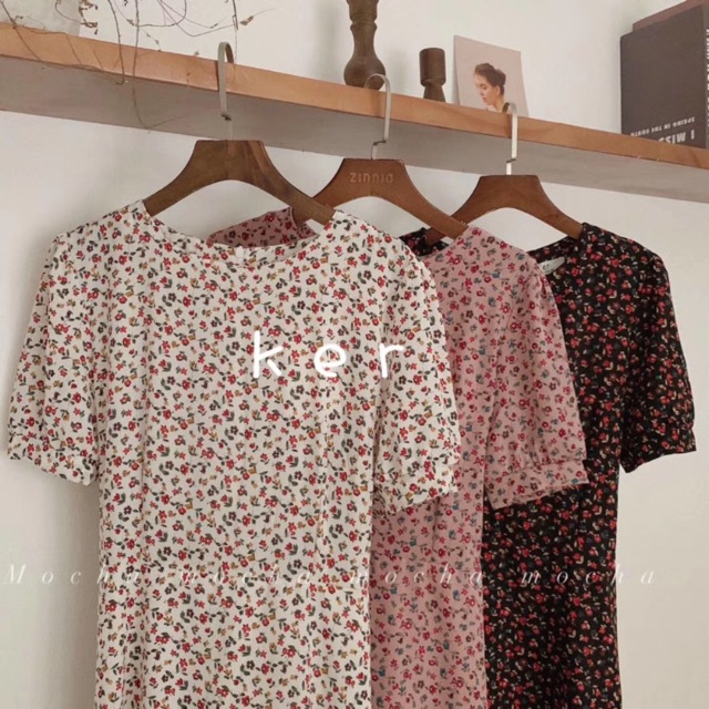 Váy hoa nhí ngắn tay cổ tròn vintage 🌸 VKE190-12 Hàng Quảng Châu | BigBuy360 - bigbuy360.vn
