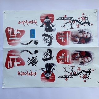 Tem xe Wave Samurai trắng đỏ