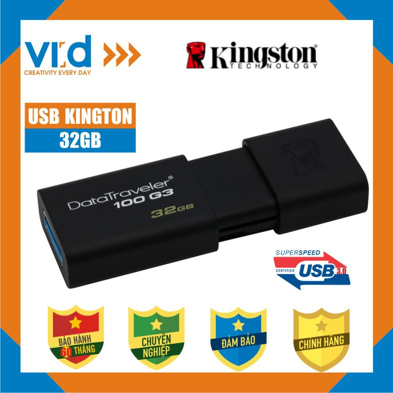 USB 3.0/2.0 Kington 32GB DataTraveler 100 G3 - Bảo hành 5 năm