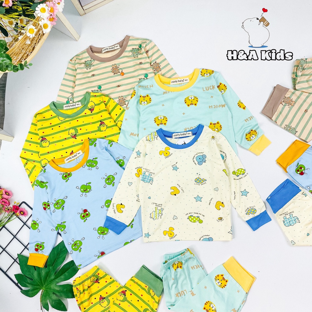 {Bé 19-32kg} Bộ dài tay thun lạnh in toàn thân cổ trụ Minky Mom cho bé trai bé gái - HÀNG CHUẨN