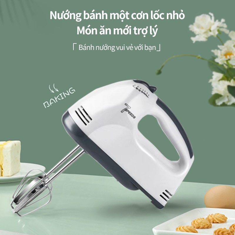 Nhào Bột Cầm Tay Và Để Bàn Kèm Tô 2 Lít Công Suất Lớn 350W 7 Tốc Độ Điều Chỉnh Đánh Kem-Trộn Bột Cực Nhanh Siêu Bền