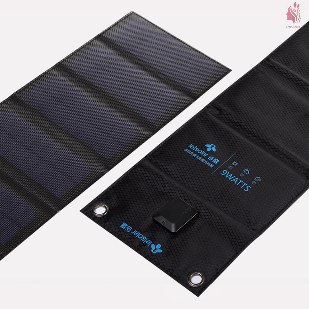 BAG MS9 Portable Solar Charger Collapsible Solar Charging IPX4 Camping Sun Power for Outdoor Black Compatible with Apple