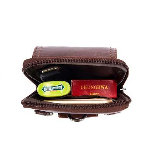 Túi đeo hông, túi đeo thắt lưng  đựng điện thoại DA BÒ THẬT Màu Nâu có dây để đeo chéo - Bullcaptain T15 | BigBuy360 - bigbuy360.vn