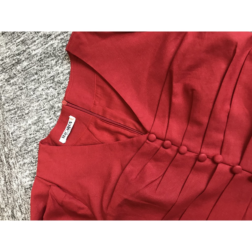 Váy nữ đỏ dáng xòe dài tay nhún ngực siêu xinh mặc đi tiệc và đám cưới | BigBuy360 - bigbuy360.vn