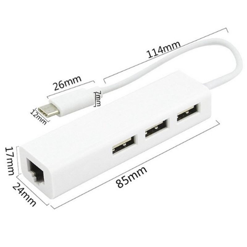 100Mbps USB3.1 Type-C Gigabit Ethernet USB-C Adapter to RJ45 Lan Network Card Adapter for Macbook Laptop Computer PC