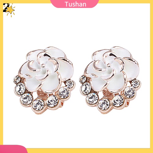 Khuyên tai hình bông hoa đính đá hợp thời trang cho nữ