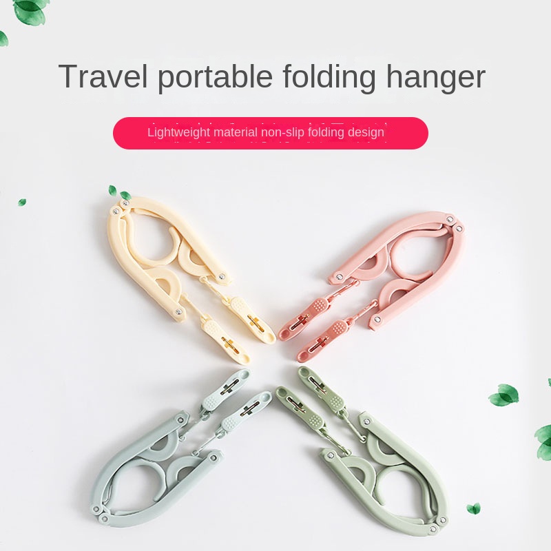 Móc Treo Quần Áo Bằng Nhựa Có Thể Gấp Gọn Chống Trượt Màu Sắc Đơn Giản Tiện Dụng