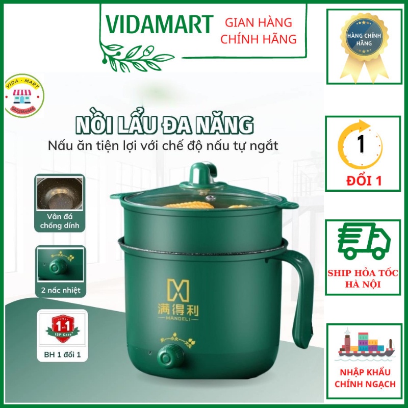 Nồi Lẩu Điện Mini, Nấu Mì 2 Tầng Kèm Giá Hấp Đa Năng  Nướng, Luộc, Chiên Chống Dính Vấn Đá , Ca nấu mì mẫu mới SP002314
