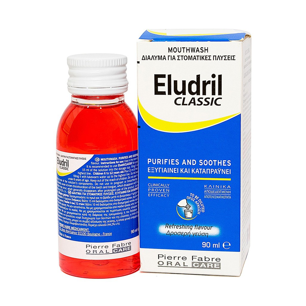 Nước súc miệng sát khuẩn và bảo vệ vòm họng Eludril Classic 90ml