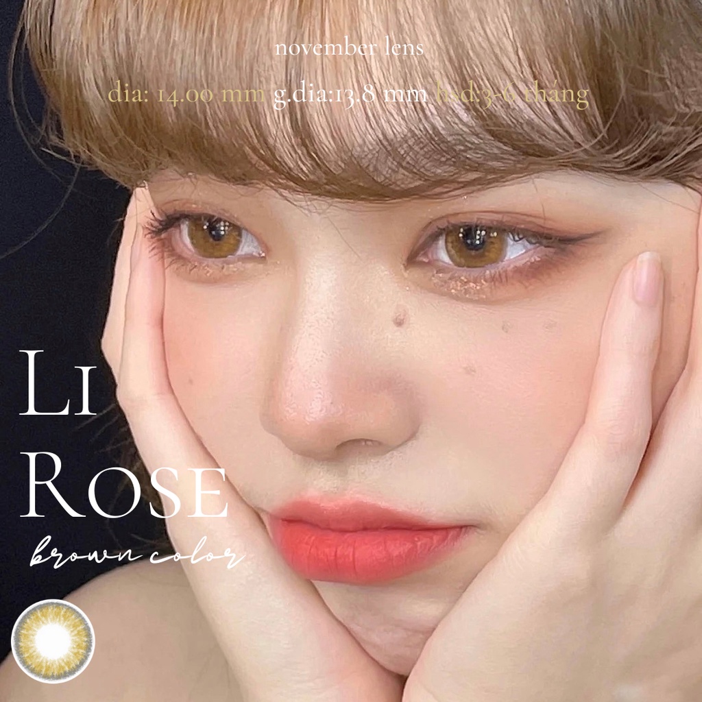 Kính áp tròng màu nâu mật sáng Li Rose Brown giãn tròng giúp mắt to và tròn