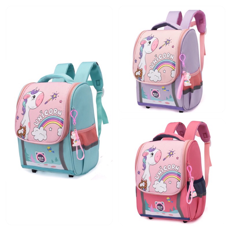 Balo cặp sách chống gù siêu nhẹ 360g cho học sinh tiểu học❤️Balo ngựa 1 sừng quá dễ thương với thiết kế size 37x13,5x26