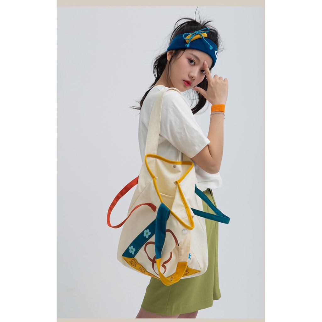 Túi Vải Canvas In Họa Tiết Phong Cách Hàn Quốc Thời Trang Cho Nữ