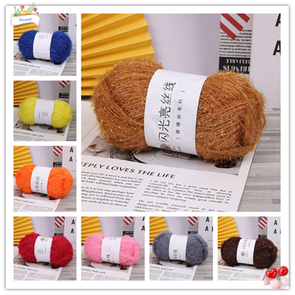 ☆Yola☆ Cuộn Len 100g Mềm Mại Lấp Lánh Đa Năng Dùng Để Đan Móc Thủ Công