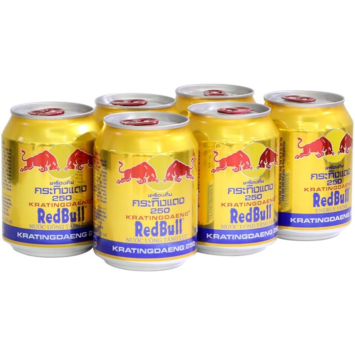 Lốc 6 Lon Nước Tăng Lực Bò Húc RedBull Thái Chuẩn 250ml