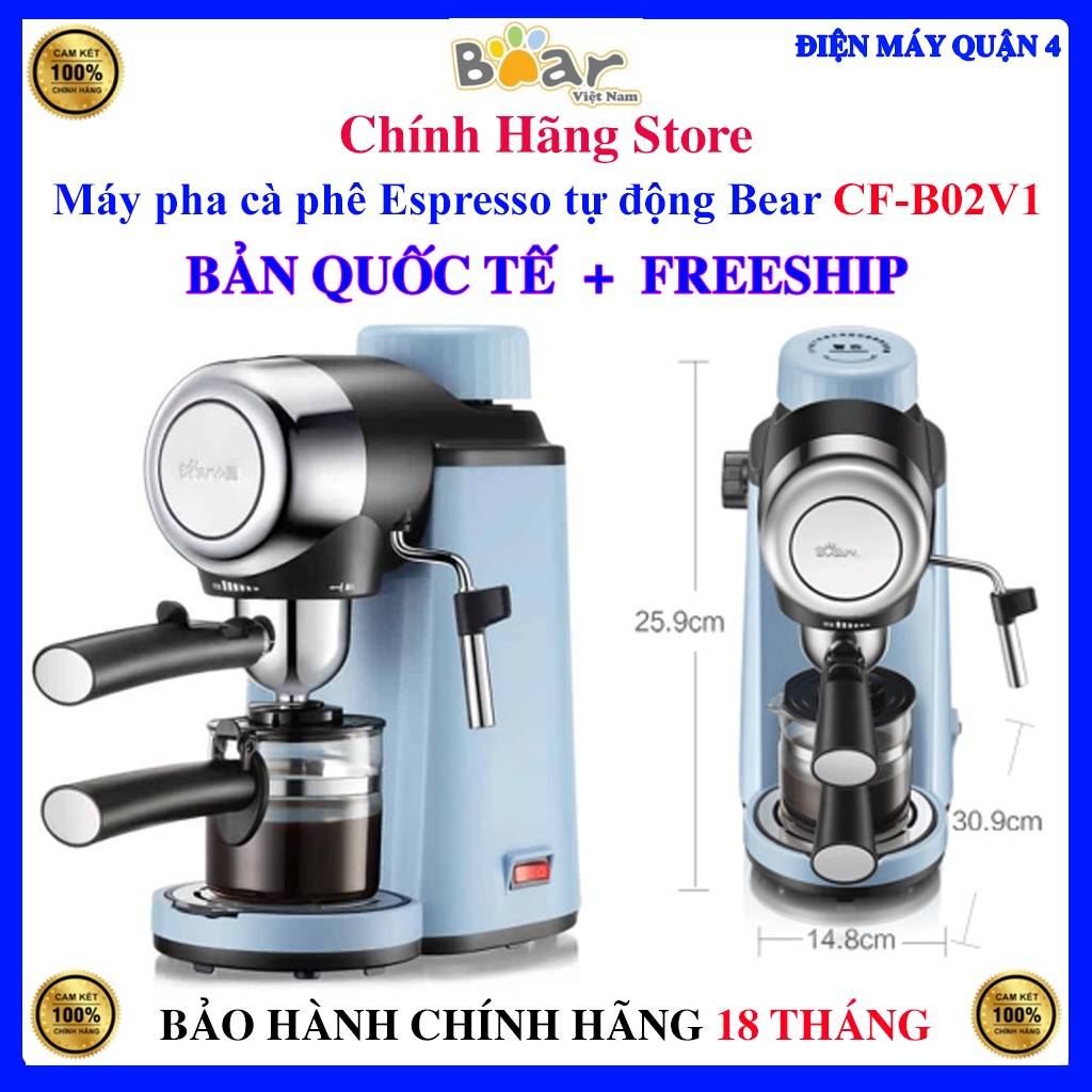 Máy pha cà phê tự động Bear CF-B02V1 (KFJ-A02N1), Bảo hành chính hãng 18 tháng
