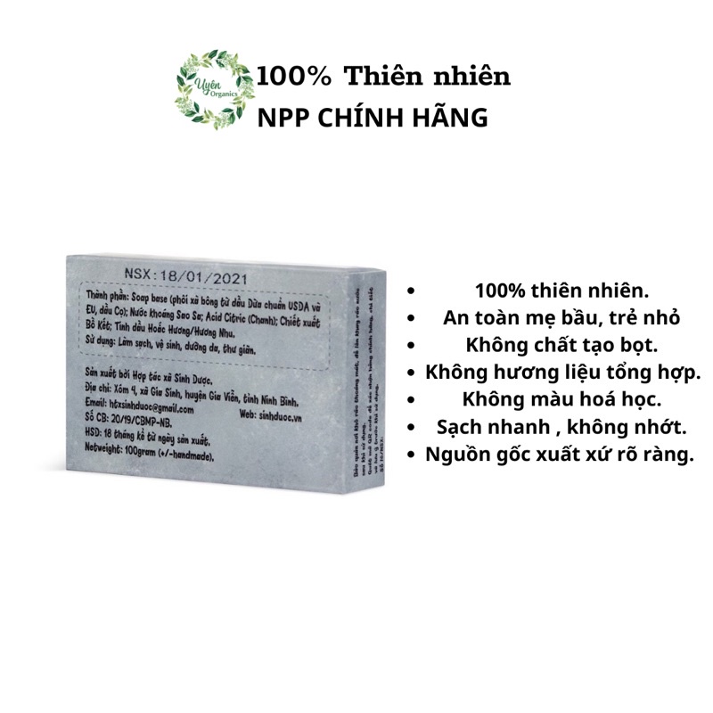 SINH DƯỢC Xà phòng xà bông bồ kết TẶNG TÚI LƯỚIthiên nhiên handmade hữu cơ organics an toàn lành tính hương nhu dịu da