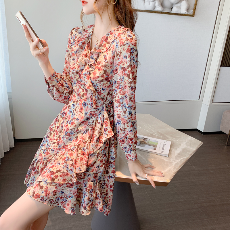 Đầm Nữ Tay Dài Họa Tiết Hoa Phong Cách Hàn Quốc | BigBuy360 - bigbuy360.vn