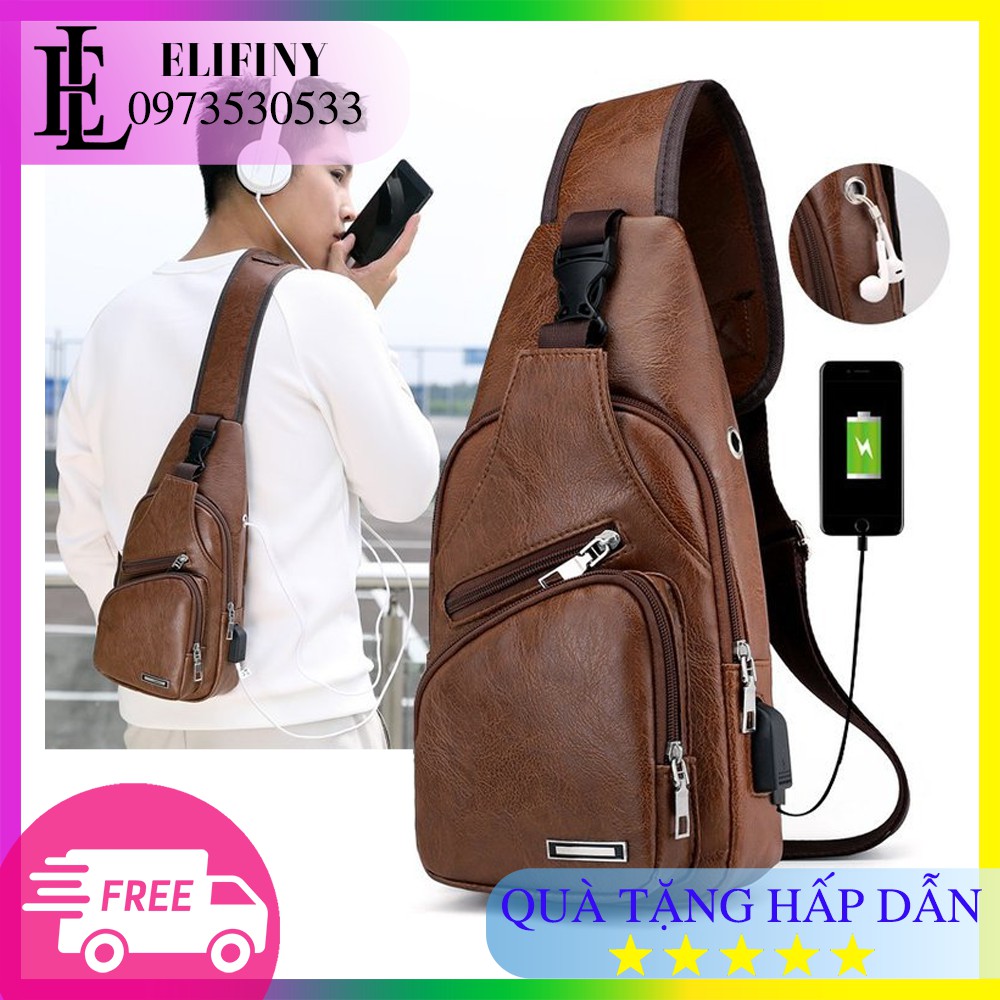 Túi Đeo Chéo Nam Da Trơn Bóng Chống Thấm Nước Cao Cấp Phong Cách Hàn Quốc Cá Tính