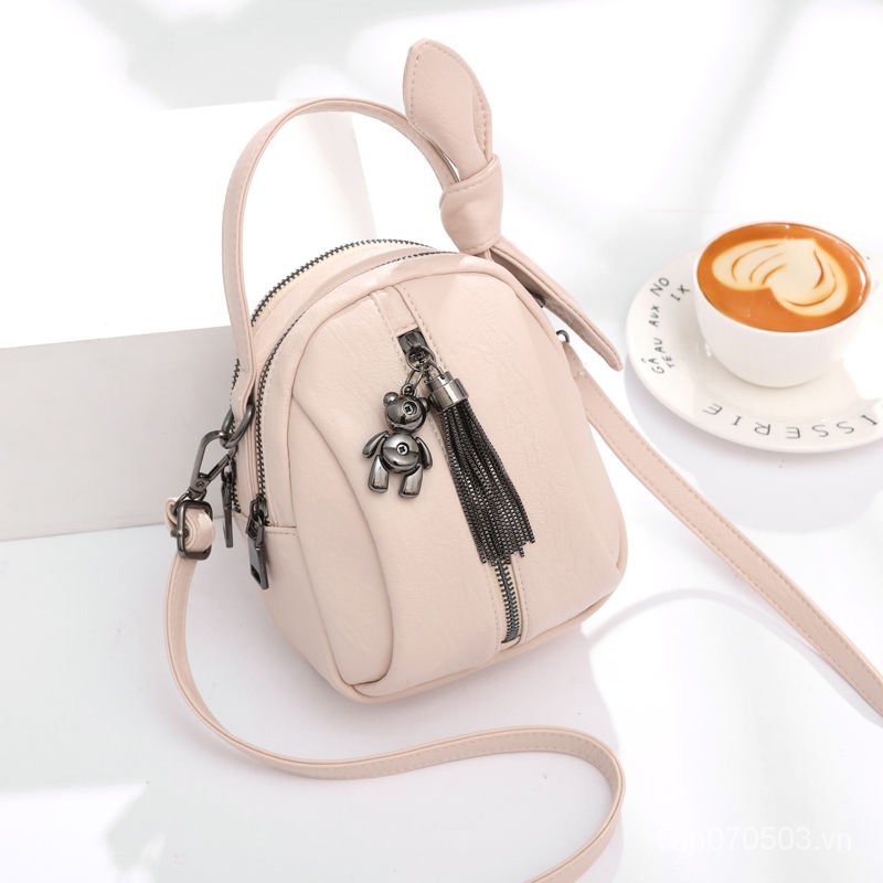 Túi Đeo Chéo Mini Đựng Điện Thoại Ba Lớp Phong Cách Retro Chất Lượng Cao Cho Nữ