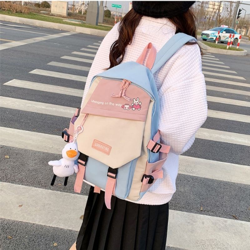 Balo đi học thời trang ulzzang Hàn Quốc cute dễ thương vải Oxford OLUKA STORE BL023