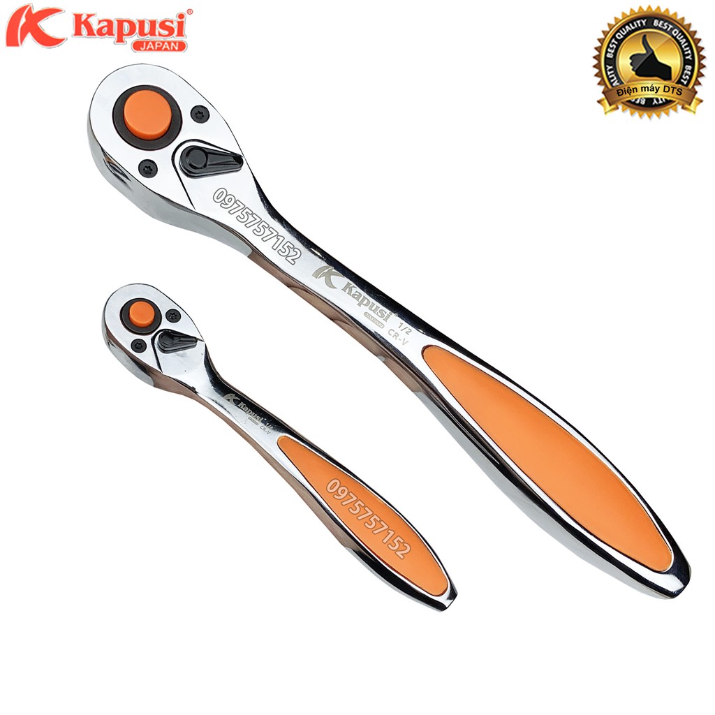 Cần siết tự động CR-V nguyên khối Kapusi Japan Nhật Bản cao cấp, tay vặn khẩu mở bu lông tự động hai chiều 1/2 1/4