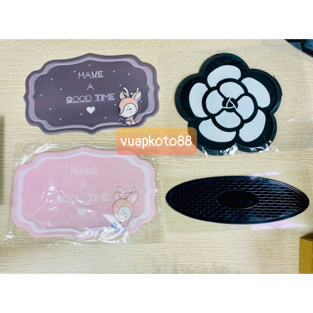 Đế, thảm chống trượt taplo hoa cúc xinh xắn đặt đồ decor, vật dụng cá nhân OTOVIP