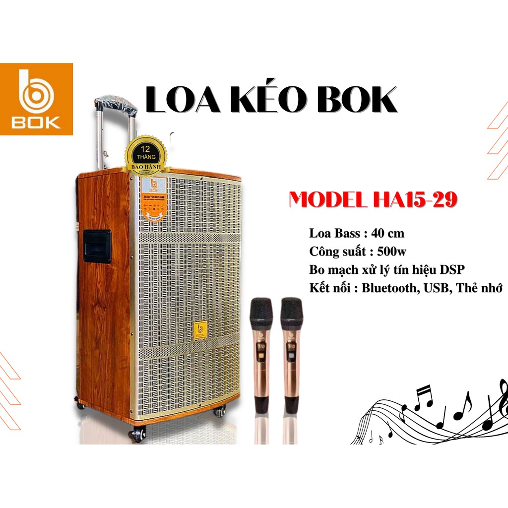 Loa kéo bass 4 tấc thùng gỗ, bluetooth, công suất lớn chính hãng Bok Ha15-29