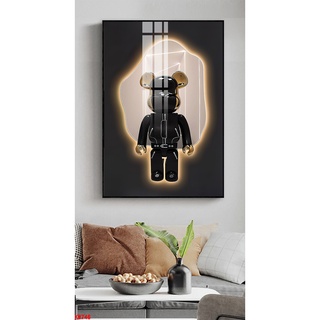 Tranh treo tường- tranh laminate tráng gương- gấu kaws- gấu bearbrick- bộ 1 tấm 01