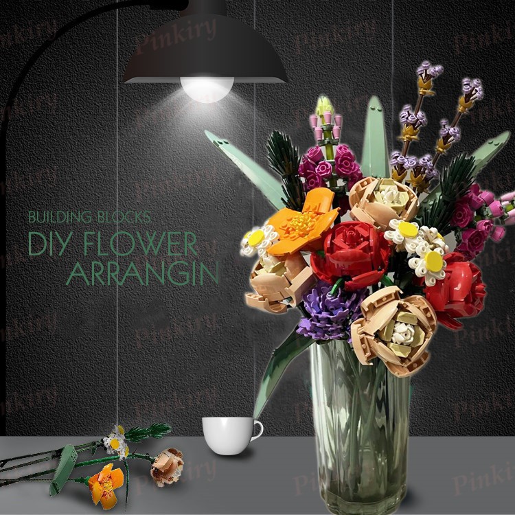 Lắp ráp mô hình botanical collection Creator Expert Flower Bouquet 11650 bó hoa hồng trưng bày