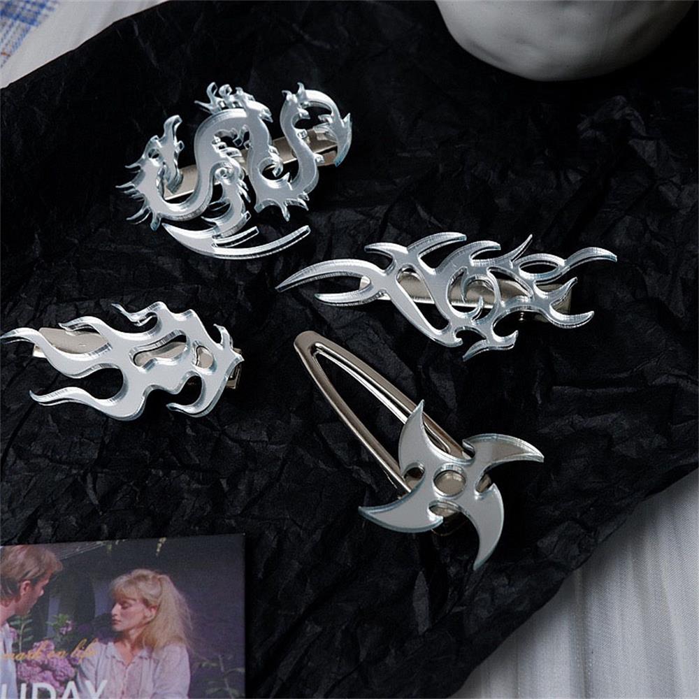 Kẹp Tóc Hình Rồng Bằng Acrylic Phối Kim Loại Kiểu Harajuku Thời Trang