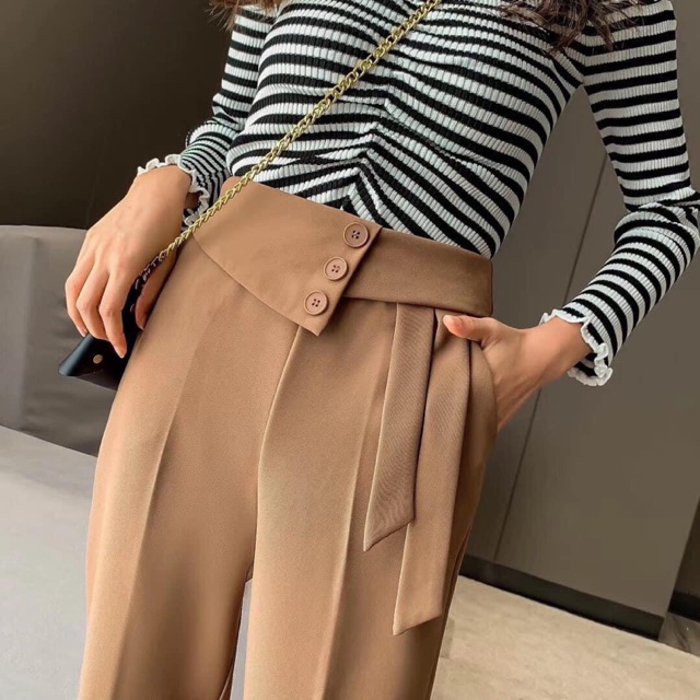 Quần baggy nữ vạt phối cúc_BaggyNữ