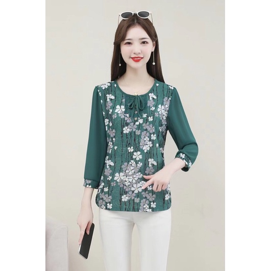 Áo voan hoa trung niên Quảng Châu_ngọc loan shop